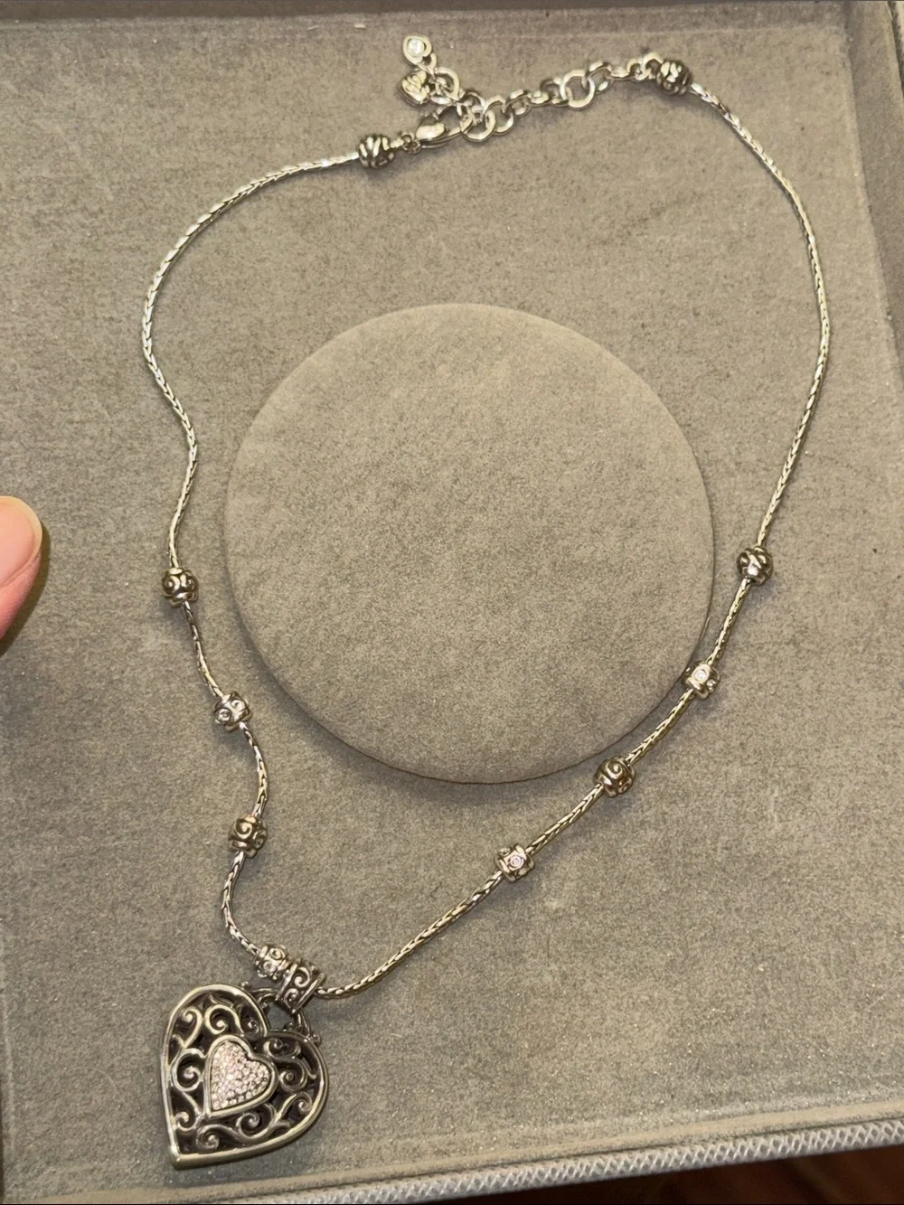 Sterling Silver Heart Pendant Necklace with Crystal Accent - 20”